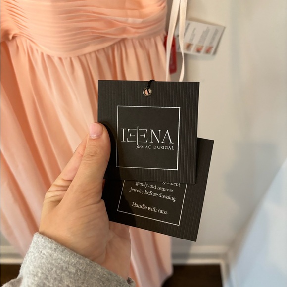 NWT IEENA MAC DUGGAL HIGH NECK CHIFFON GOWN SIZE 10 BLUSH - Picture 4 of 6